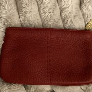 Coach Pebbled Red Leather Wristlet